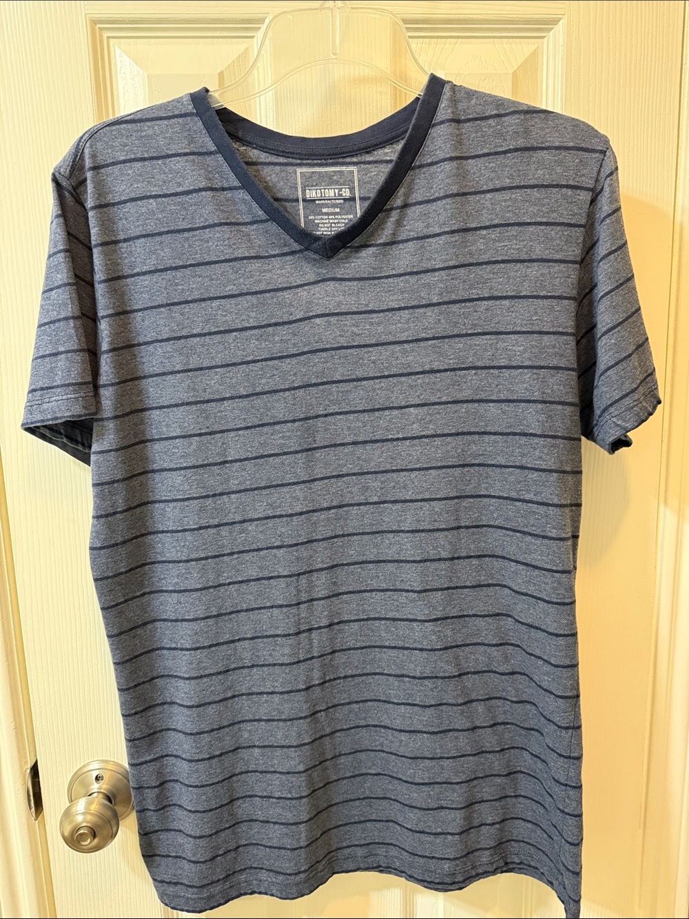 Men's Navy and blue Stripe V-Neck Tee